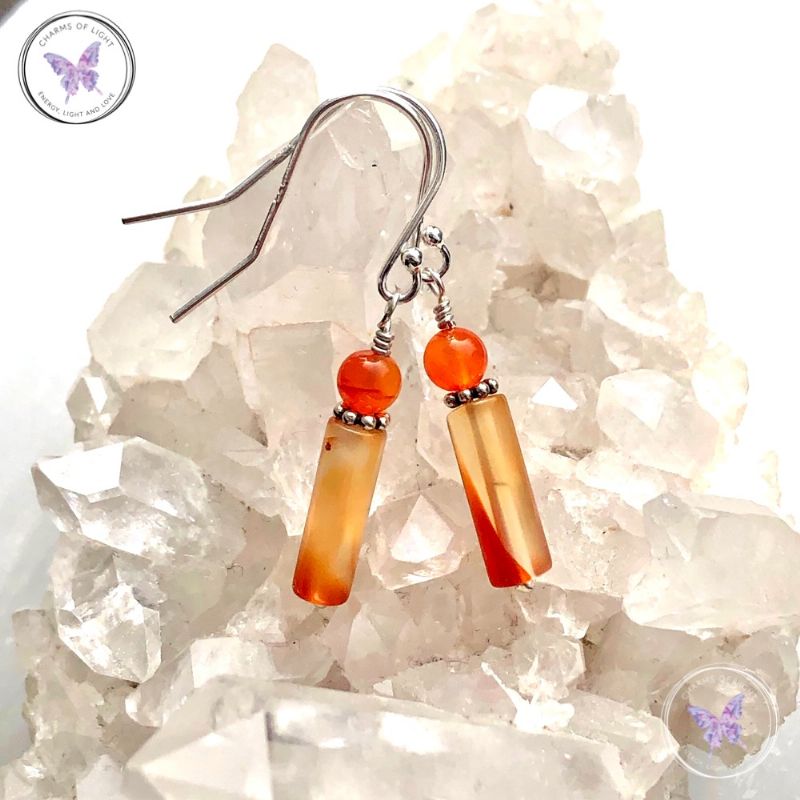 Carnelian Tube Earrings